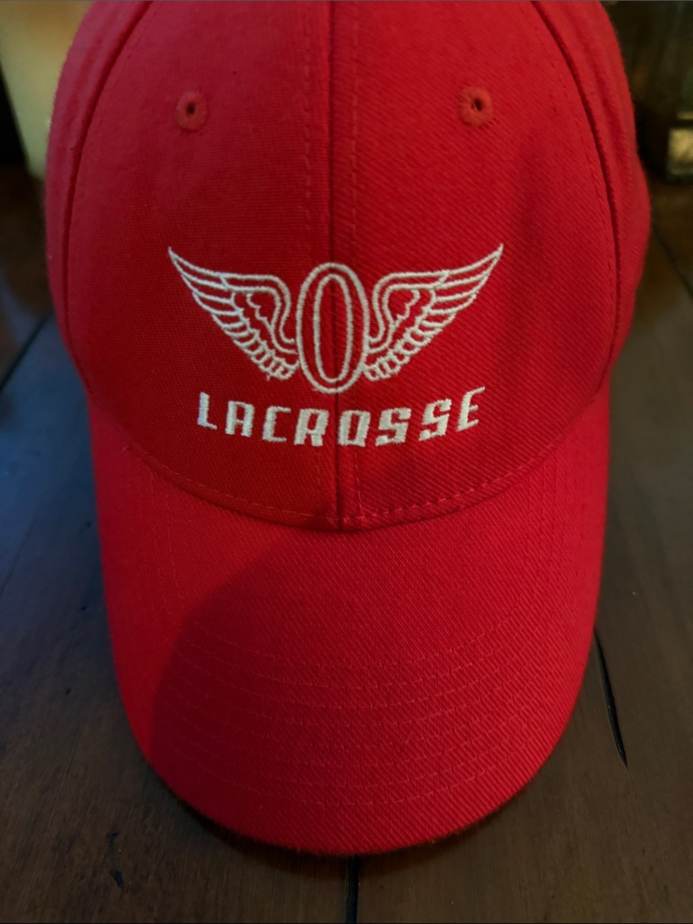 LaCrosse Red Cap with White Winged Logo